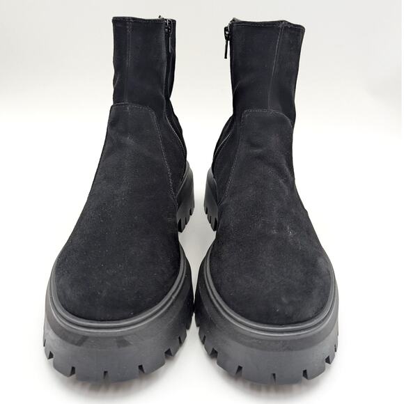 Asos Design Antigua Suede Sock Boots Round Toe Women's Black Size US9 EU40 - Picture 2 of 13